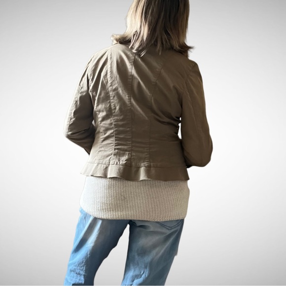 Vintage MarcCain Khaki Cotton-Blend Ruffle Blazer N2 - Picture 3 of 14